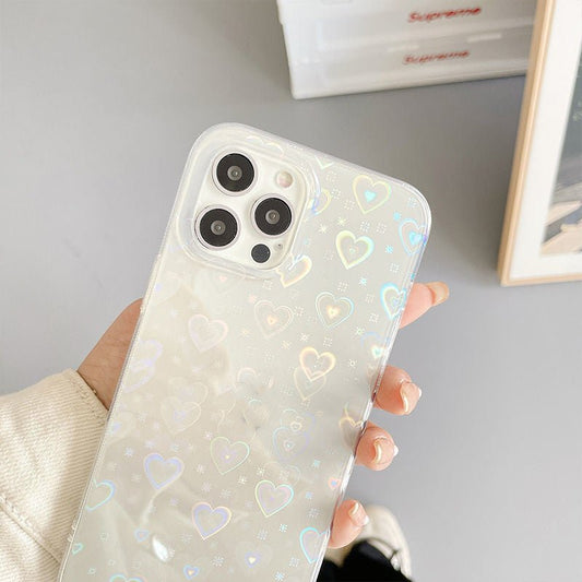 Laser Colorful Love For Double - sided Coated Silicone Phone Case - silverfoxgoods