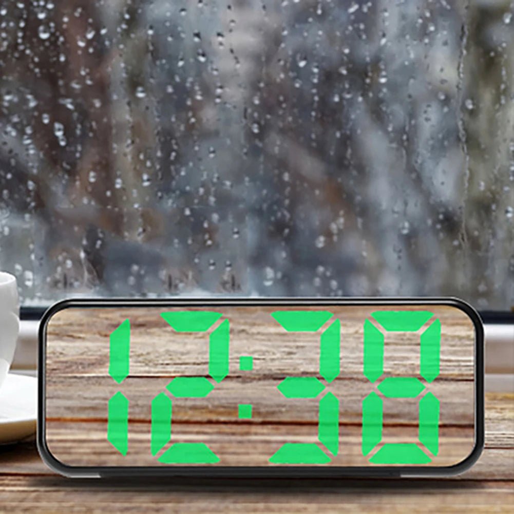 LED Mirror Clock with Snooze Function and Temperature Display - silverfoxgoods