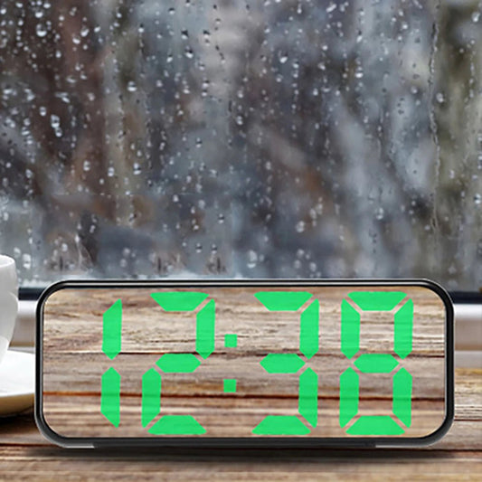 LED Mirror Clock with Snooze Function and Temperature Display - silverfoxgoods