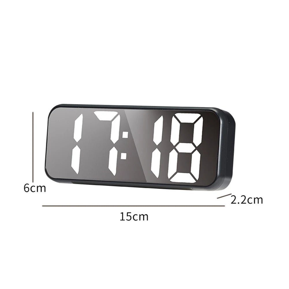 LED Mirror Clock with Snooze Function and Temperature Display - silverfoxgoods