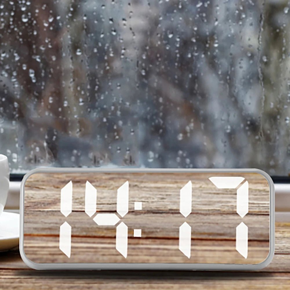 LED Mirror Clock with Snooze Function and Temperature Display - silverfoxgoods