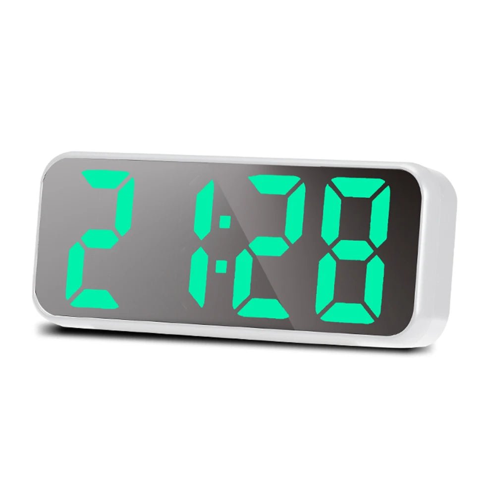 LED Mirror Clock with Snooze Function and Temperature Display - silverfoxgoods