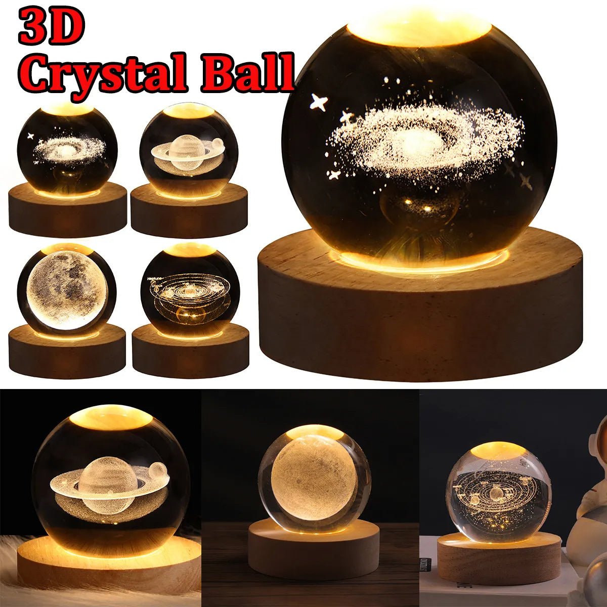 Galaxy Crystal Ball Moon Lamp - 3D Night Light for Kids Birthday Gift - silverfoxgoods
