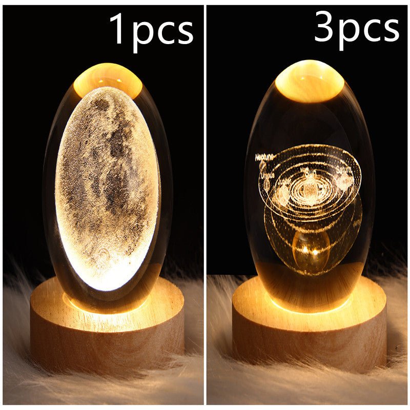 Galaxy Crystal Ball Moon Lamp - 3D Night Light for Kids Birthday Gift - silverfoxgoods