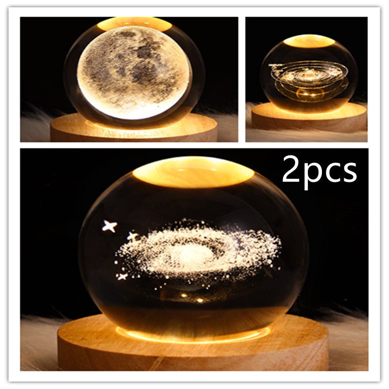 Galaxy Crystal Ball Moon Lamp - 3D Night Light for Kids Birthday Gift - silverfoxgoods