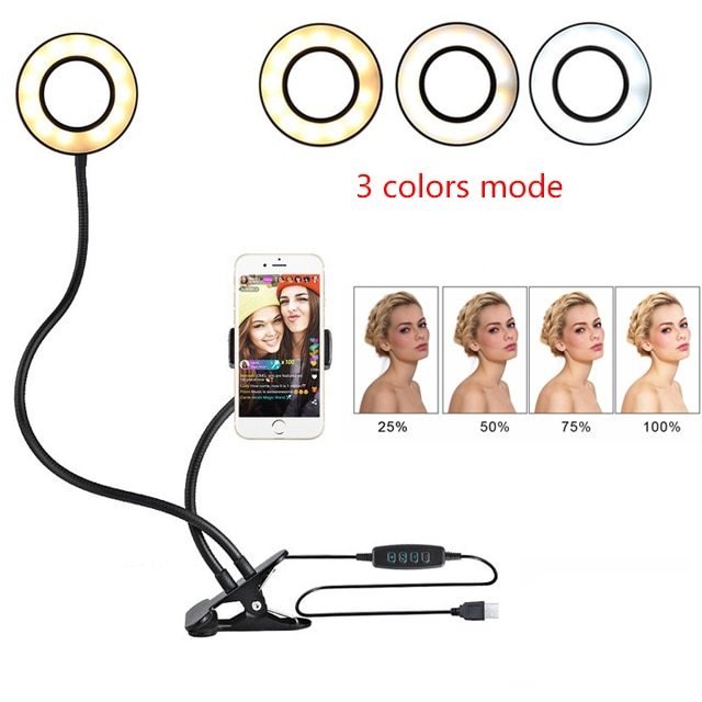 LED Selfie Ring Light for Live Adjustable Makeup Light - 8cm Stand - silverfoxgoods