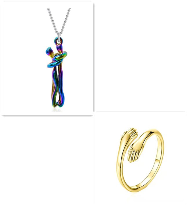 Love Hug Necklace Unisex Men Women Couple Jewelry Simple Temperament Clavicle Chain Valentines Day Lover Gift - silverfoxgoods