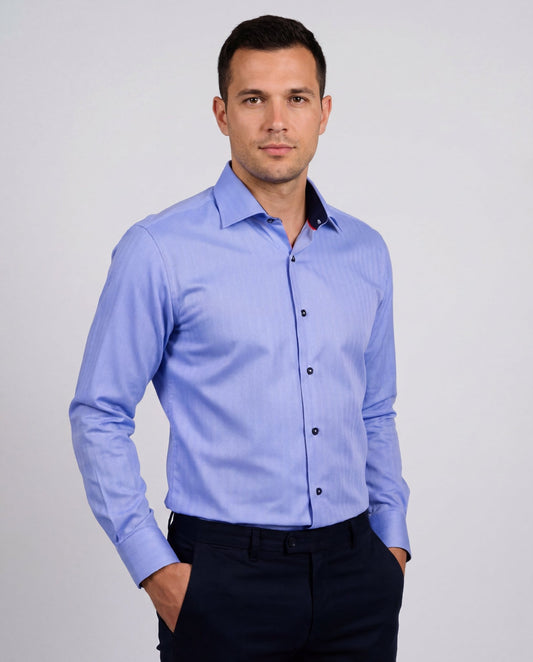 Lt Blue Dual Cuff Shirt – Contemporary Fit | SilverFox