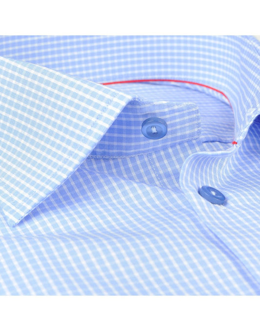 Made in Italy Dress Shirts// Lt Blue check - contemporary fit - Final Sale - silverfoxgoods