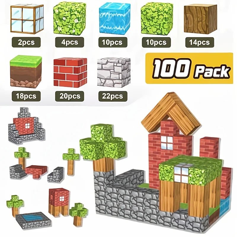 Magnetic 100pcs, Creative Building Toys, ABS Building Square, Suitable for Construction And Creation - silverfoxgoods