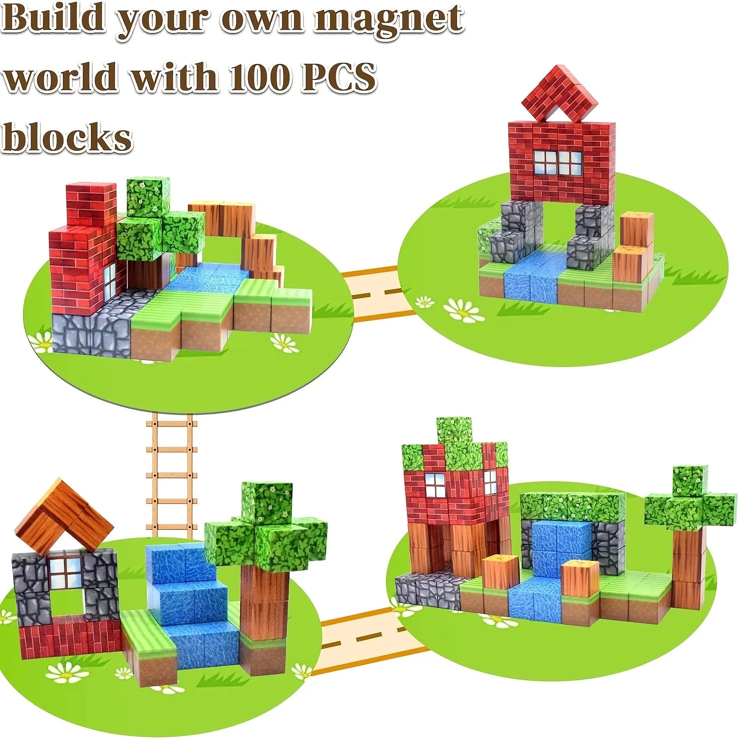Magnetic 100pcs, Creative Building Toys, ABS Building Square, Suitable for Construction And Creation - silverfoxgoods