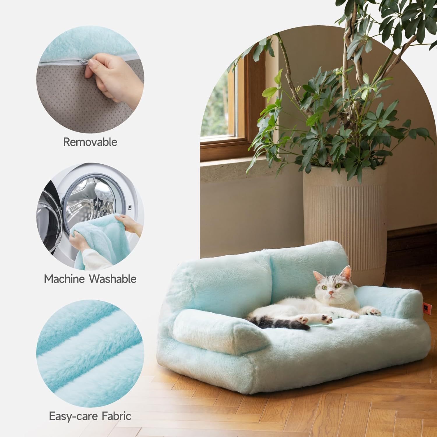 MEWOOFUN Plush Cat Bed For Indoor Cats  | Silver Fox Goods