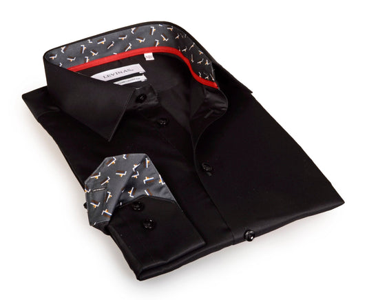 Michael Button - Up Shirt With Contrast Details // Black // Contemporary Fit (Regular) - silverfoxgoods