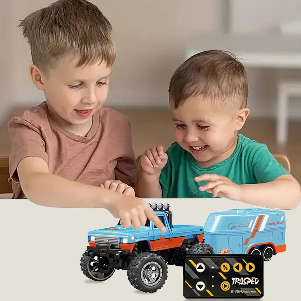 Mini RC Monster Truck 1:64 Off - Road Climbing Car Alloy Model 2.4G Remote Control Adjustable Speed Electric Trailer Children Toys - silverfoxgoods