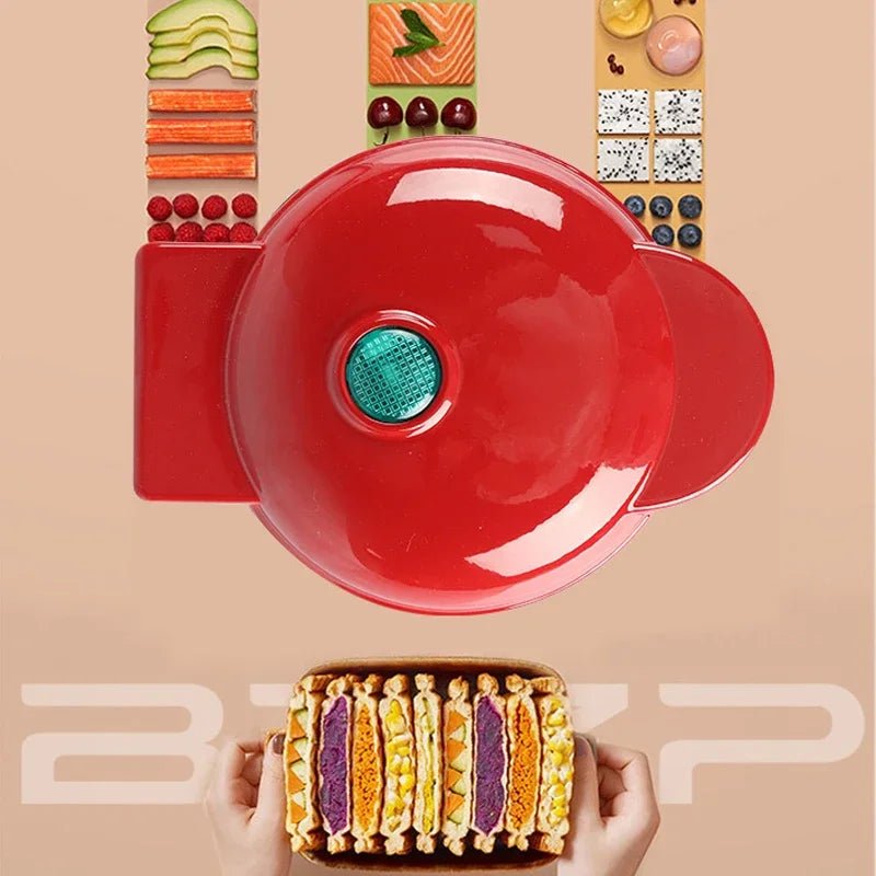 Heart-shaped double-sided mini waffles maker - silverfoxgoods