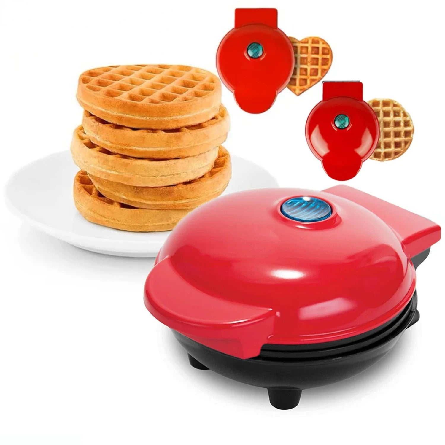 Heart-shaped double-sided mini waffles maker - silverfoxgoods