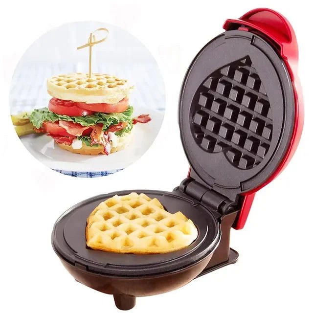 Heart-shaped double-sided mini waffles maker - silverfoxgoods
