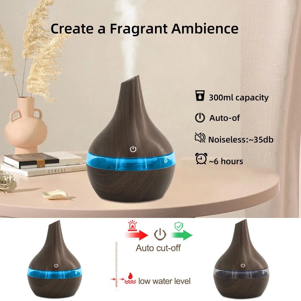 Multi Functional 300ml Humidifier Diffuser Combo Relieve Dry Air for Better Sleep & Work - silverfoxgoods