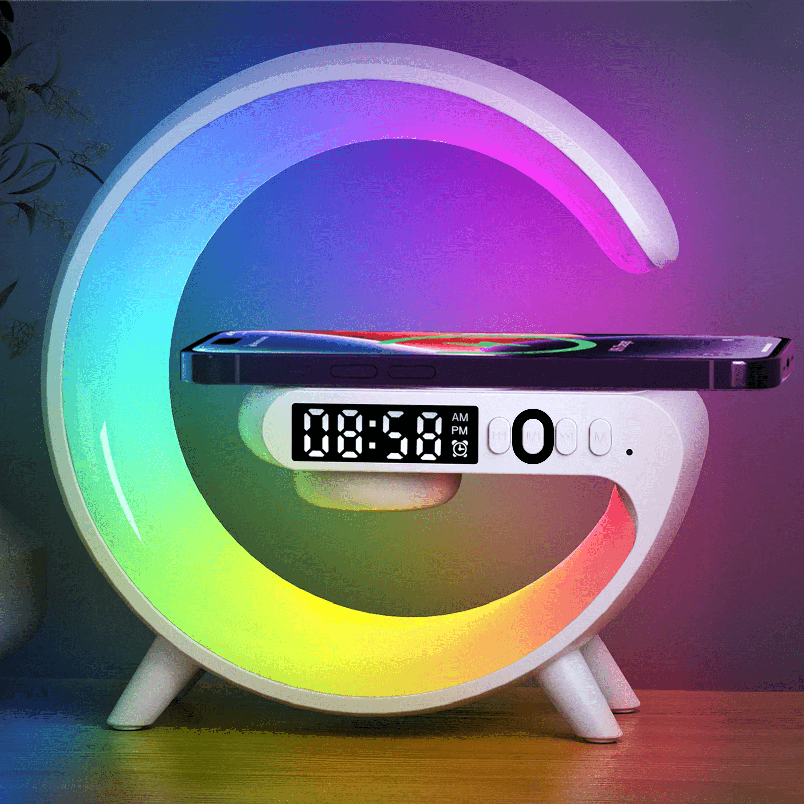 Multifunction Wireless Charger Pad Stand Speaker TF RGB Night Light 15W Fast Charging Station for iPhone Samsung Xiaomi Huawei - silverfoxgoods