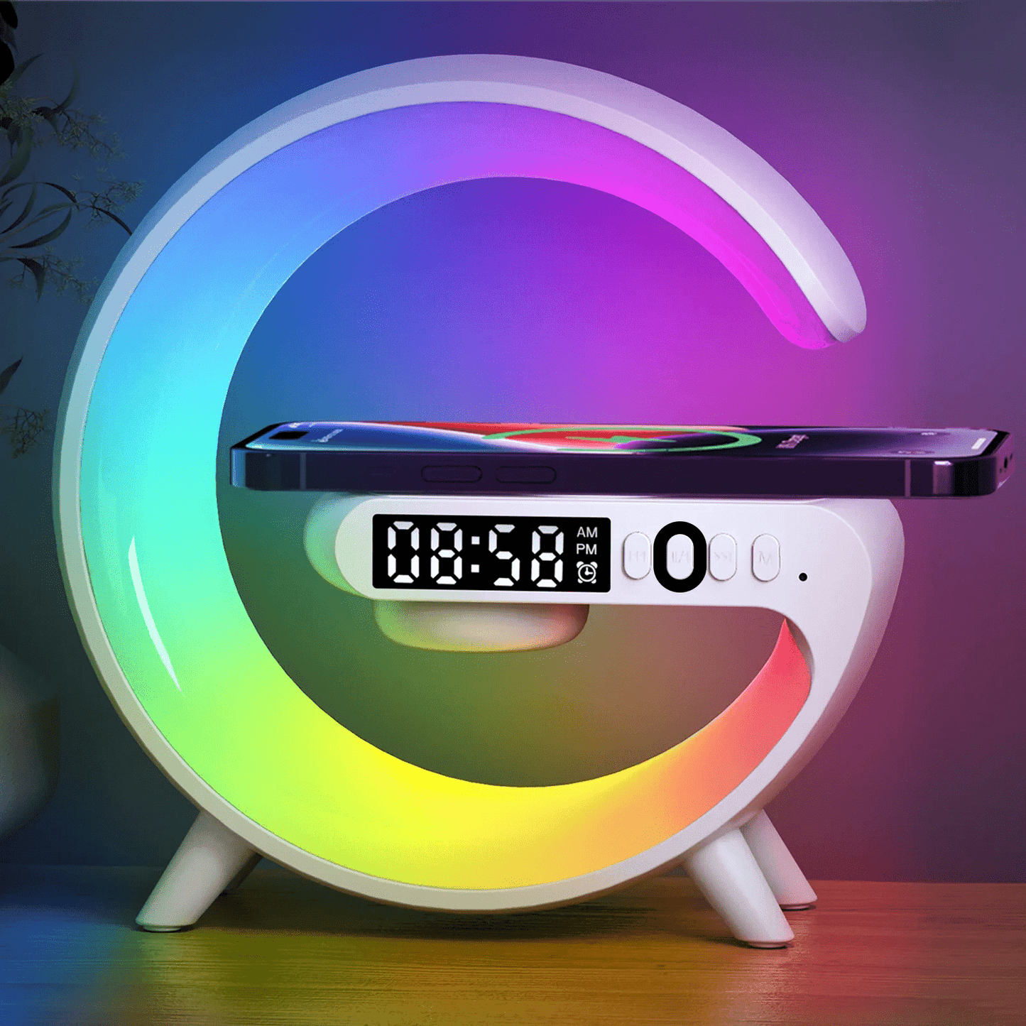 RGB Wireless Charging Station with Built-In Speaker & Night Light } | Silver Fox Goods