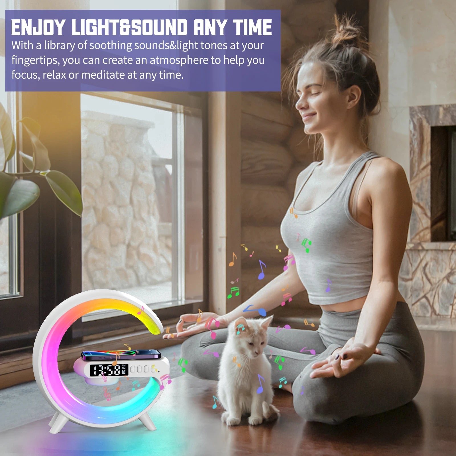 Multifunction Wireless Charger Pad Stand Speaker TF RGB Night Light 15W Fast Charging Station for iPhone Samsung Xiaomi Huawei - silverfoxgoods