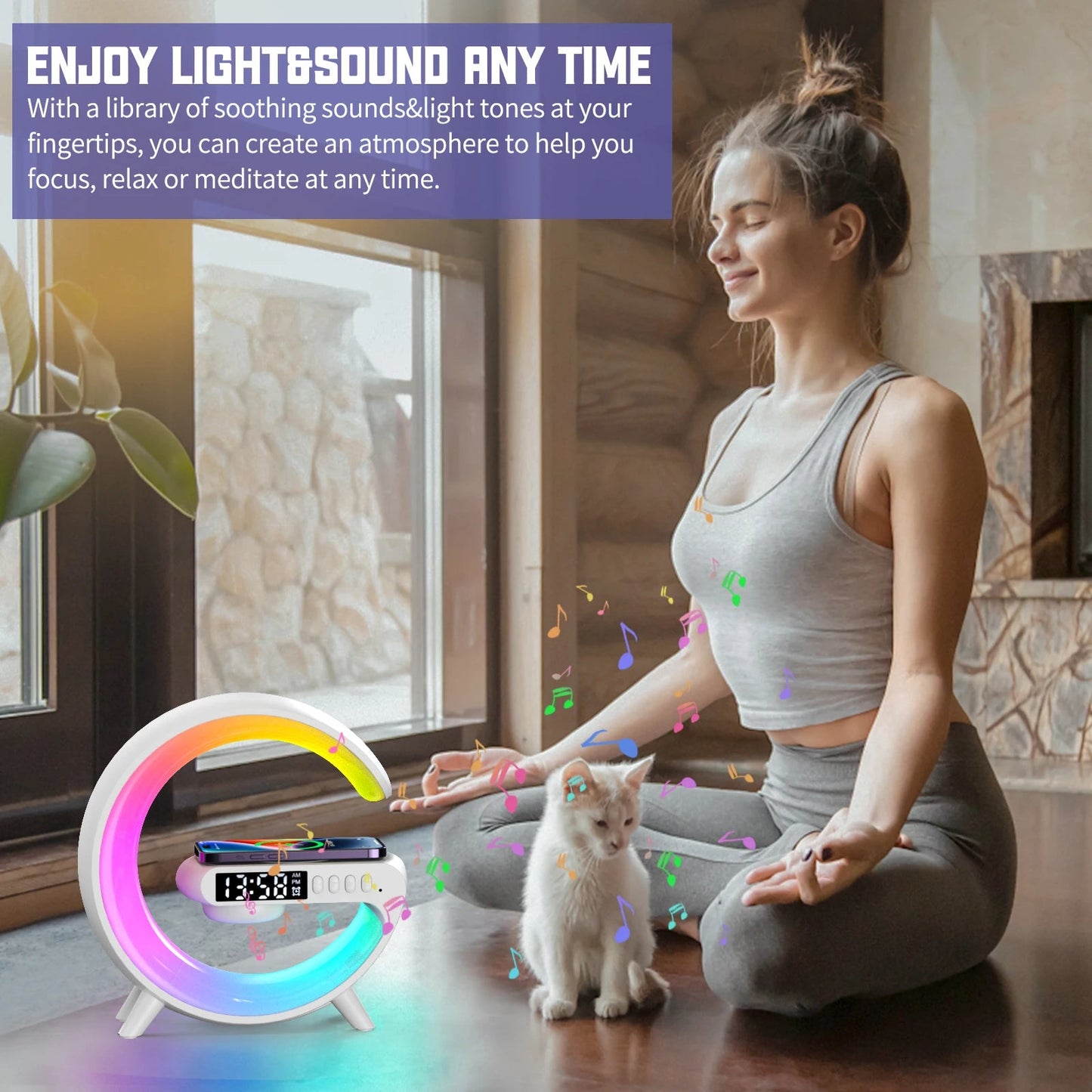 RGB Wireless Charging Station with Built-In Speaker & Night Light  | Silver Fox Goods