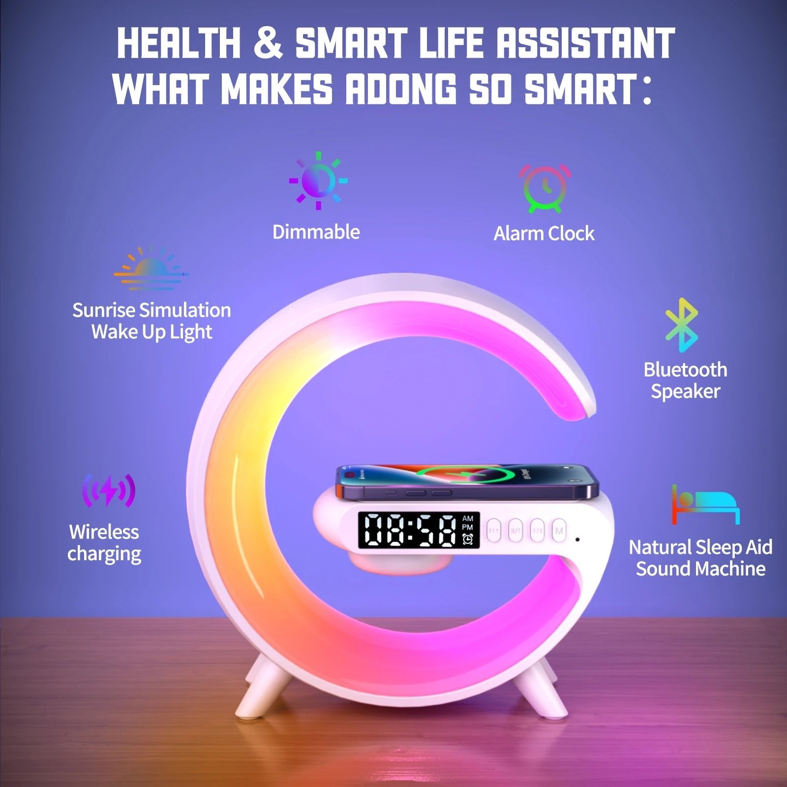 RGB Wireless Charging Station with Built-In Speaker & Night Light  | Silver Fox Goods