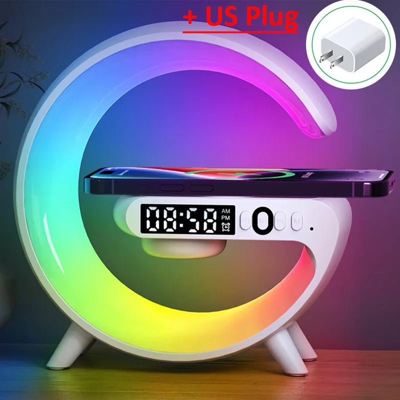 Multifunction Wireless Charger Pad Stand Speaker TF RGB Night Light 15W Fast Charging Station for iPhone Samsung Xiaomi Huawei - silverfoxgoods