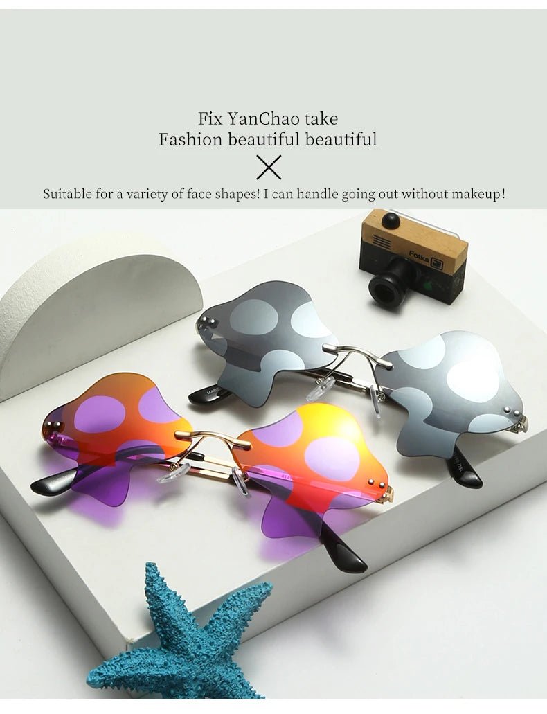 Mushroom Shape Rimless Sunglasses - silverfoxgoods