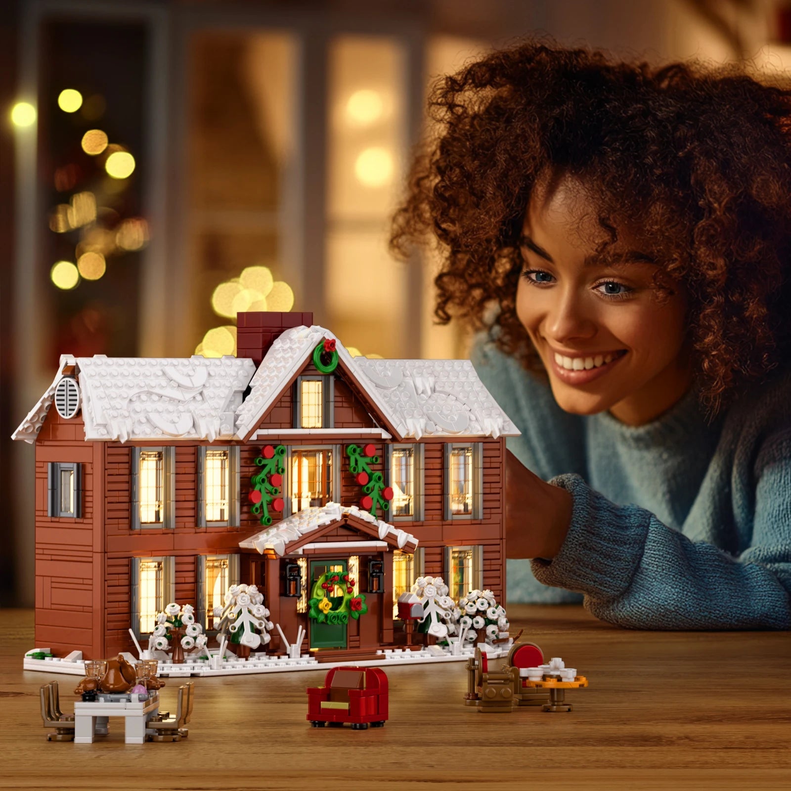 Orchard House Little Women Winter Village building block set, 1445 pieces
