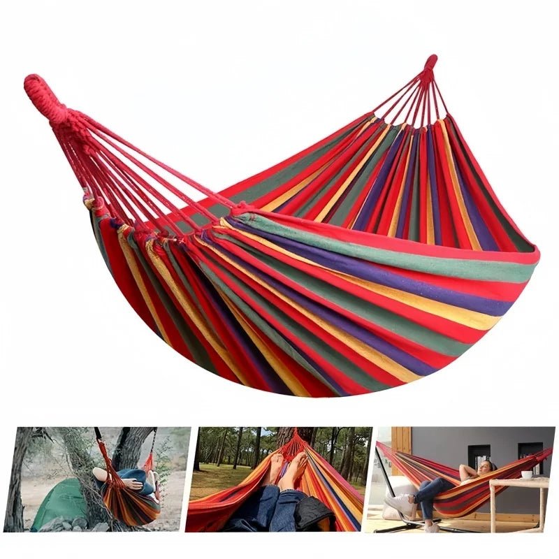 Outdoor camping hammock double thick swing lounge travel portable lightweight - silverfoxgoods