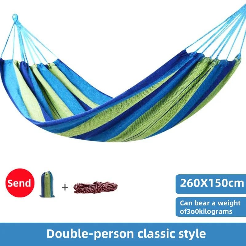 Outdoor camping hammock double thick swing lounge travel portable lightweight - silverfoxgoods
