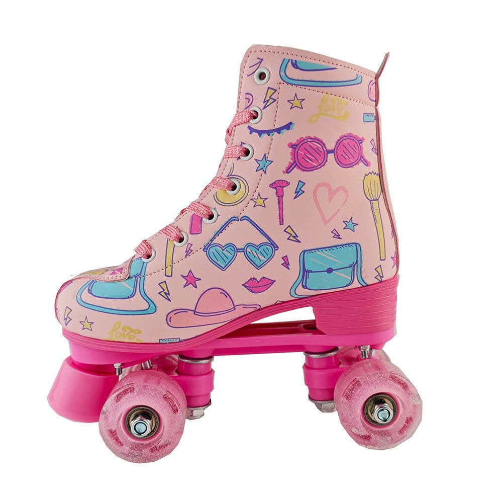 Outdoor PU leather quad roller skates for kids and girls, beginner-friendly