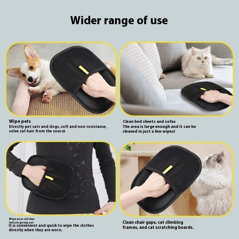 2-in-1 Pet Hair Remover Mitt and Deshedding Brush Glove for Dogs, Cats, and More - silverfoxgoods