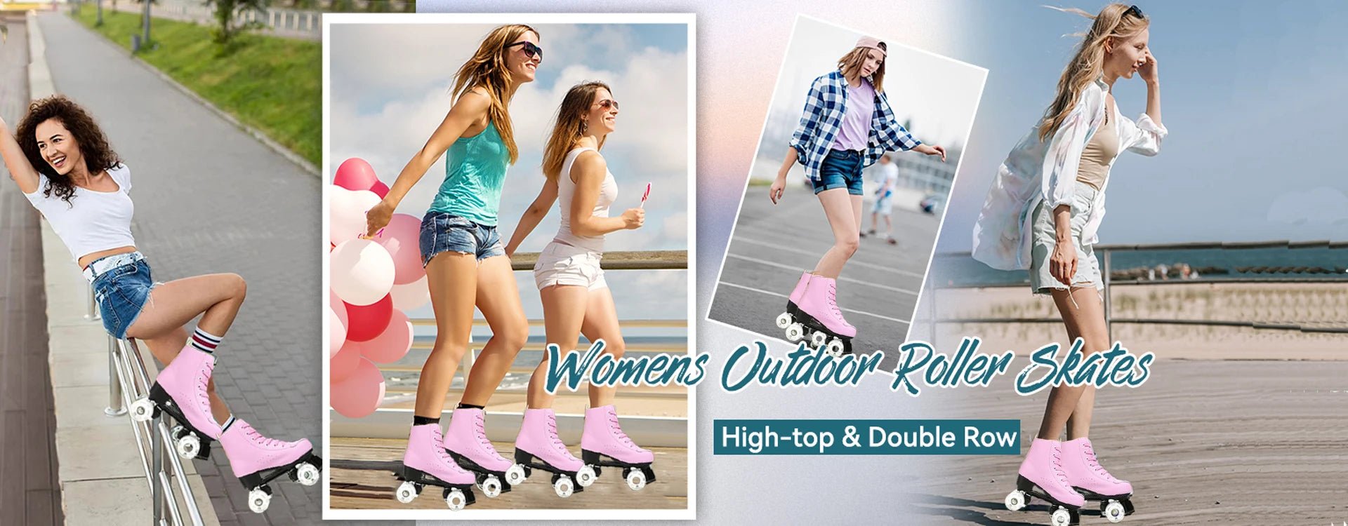 Flash Wheel Pink Roller Skate Sneakers - PU Leather Quad Skates - silverfoxgoods