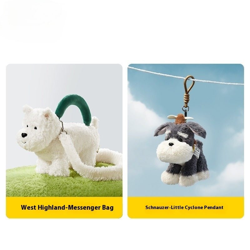 Plush West Highland Puppy Schnauzer Bag/Keychain Pendant - silverfoxgoods