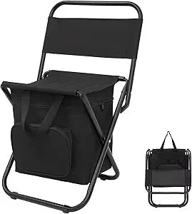 Portable Folding Fishing Chair – Lightweight Backrest Stool with Cooler Bag for Outdoors - silverfoxgoods