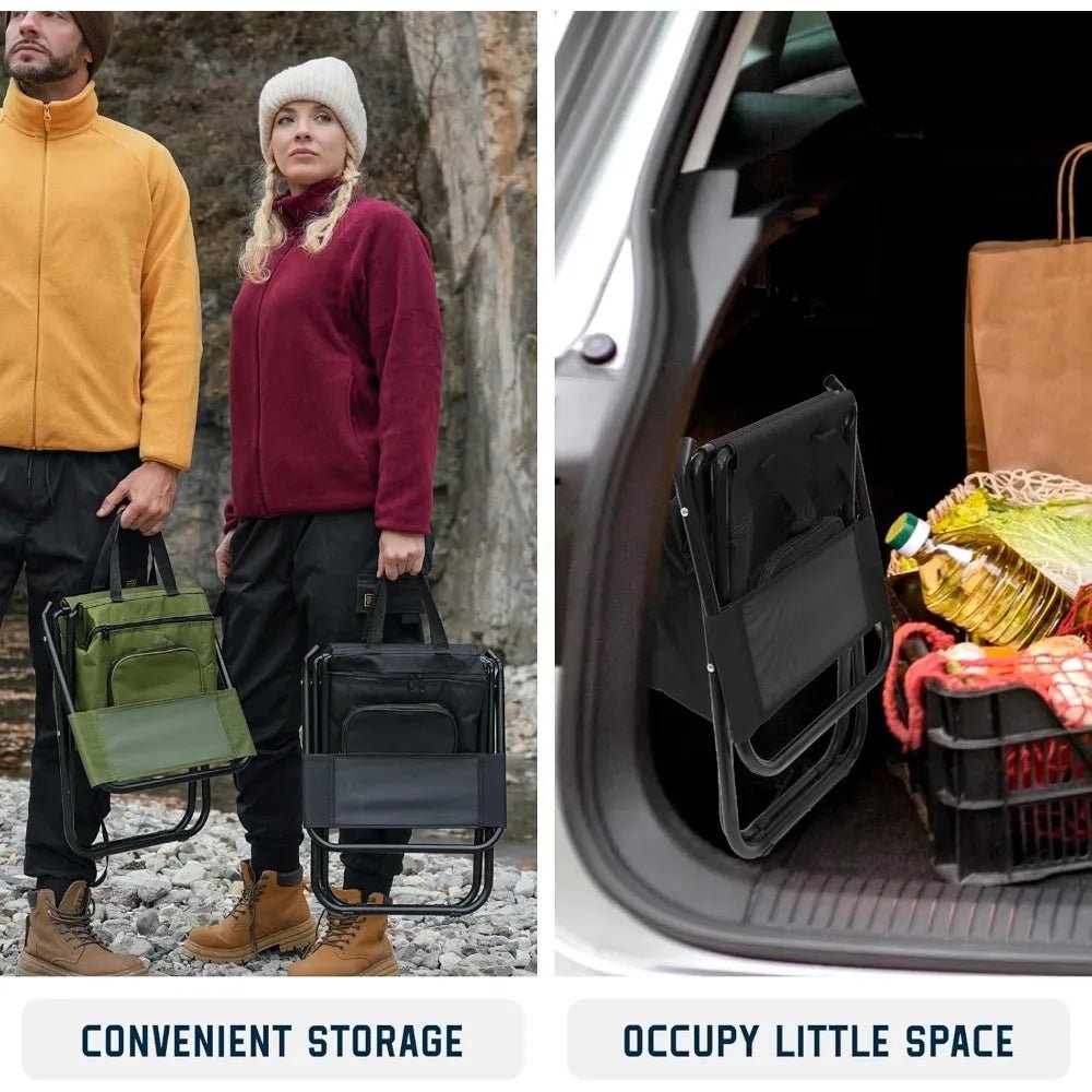 Portable Folding Fishing Chair – Lightweight Backrest Stool with Cooler Bag for Outdoors - silverfoxgoods