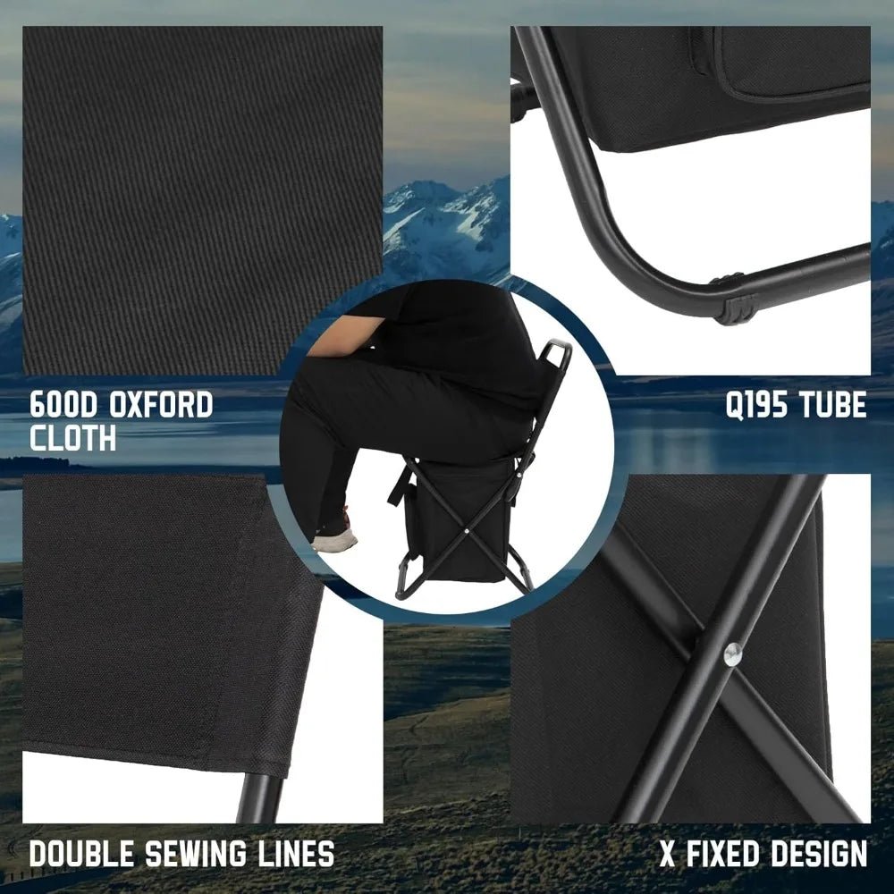 Portable Folding Fishing Chair – Lightweight Backrest Stool with Cooler Bag for Outdoors - silverfoxgoods