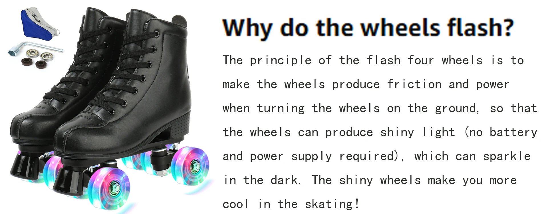 PU leather inline quad roller skates with 4 flash wheels, training and recreational skating sneakers