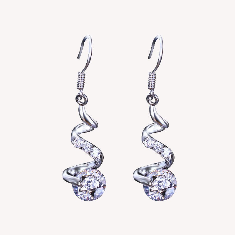 Purple Zircon Spiral Ear Hook Earrings - silverfoxgoods