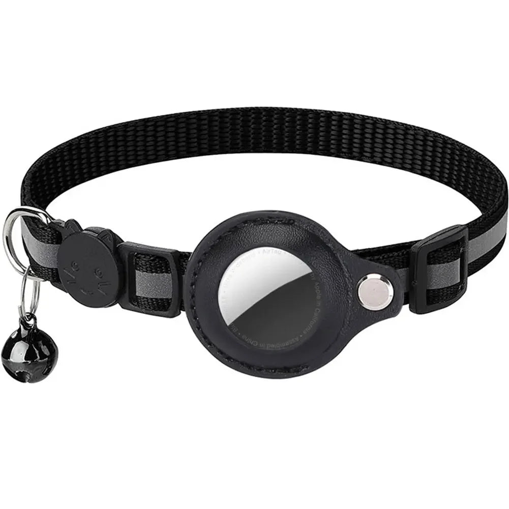 Reflective Cat Collar with Apple AirTag Holder Adjustable and Stylish Design for Kitten Safety - silverfoxgoods