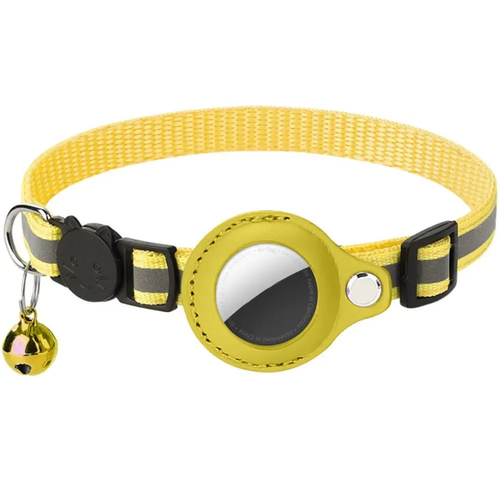 Reflective Cat Collar with Apple AirTag Holder Adjustable and Stylish Design for Kitten Safety - silverfoxgoods