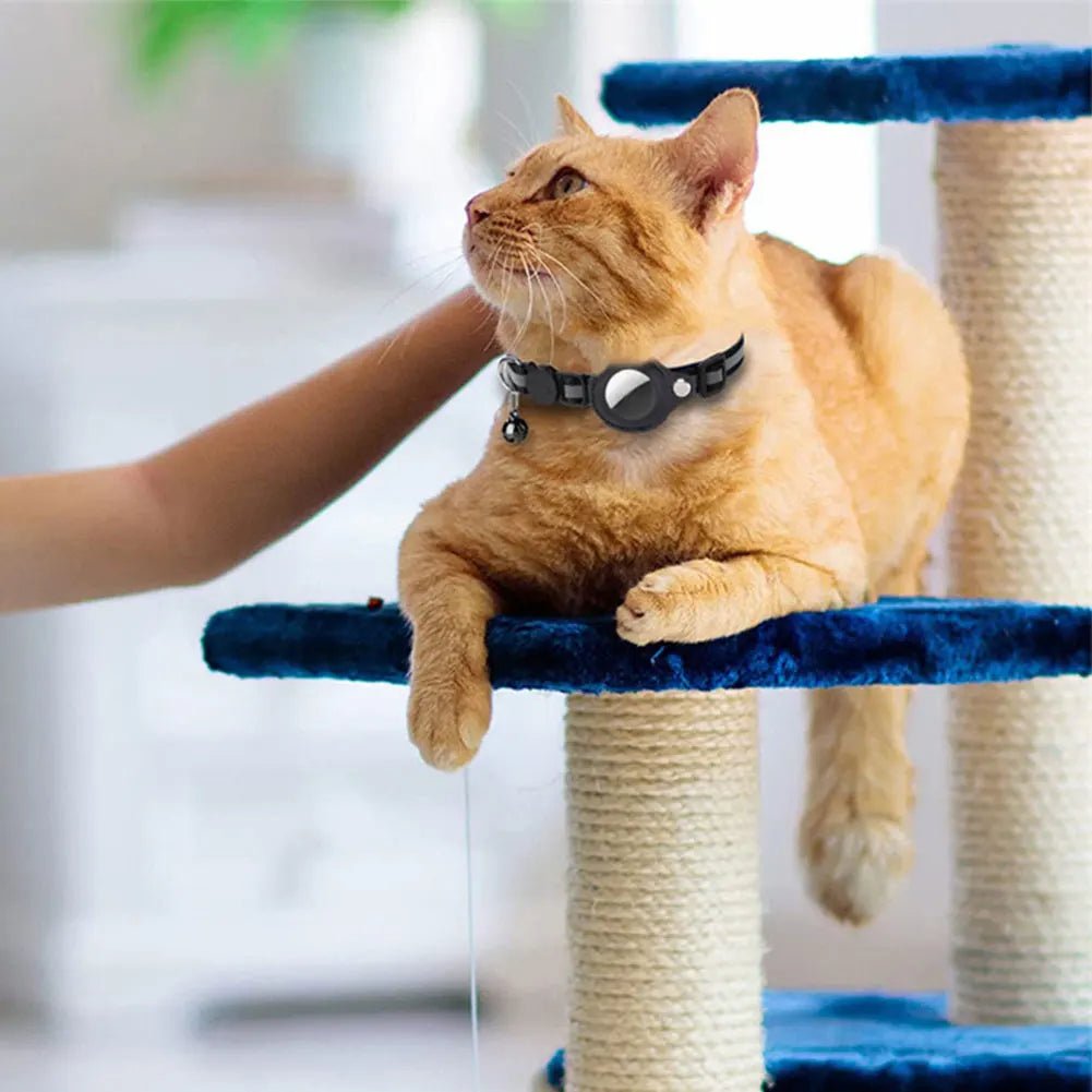 Reflective Cat Collar with Apple AirTag Holder Adjustable and Stylish Design for Kitten Safety - silverfoxgoods