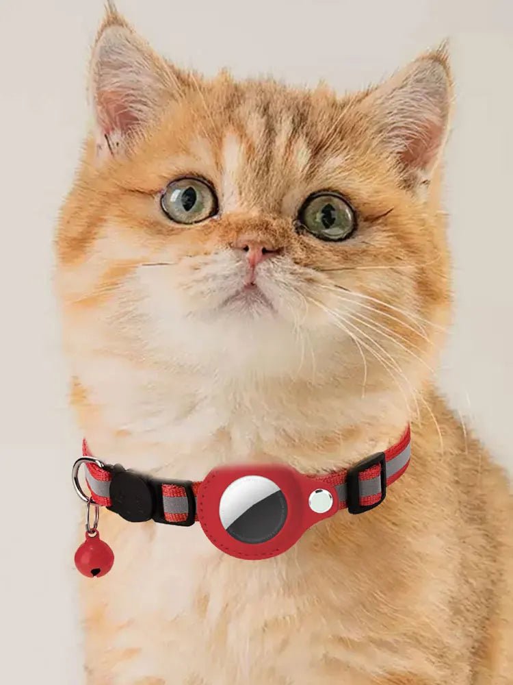 Reflective Cat Collar with Apple AirTag Holder Adjustable and Stylish Design for Kitten Safety - silverfoxgoods