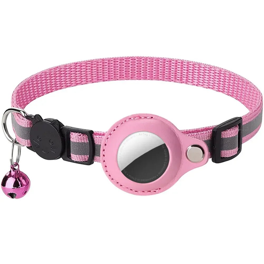 Reflective Cat Collar with Apple AirTag Holder Adjustable and Stylish Design for Kitten Safety - silverfoxgoods