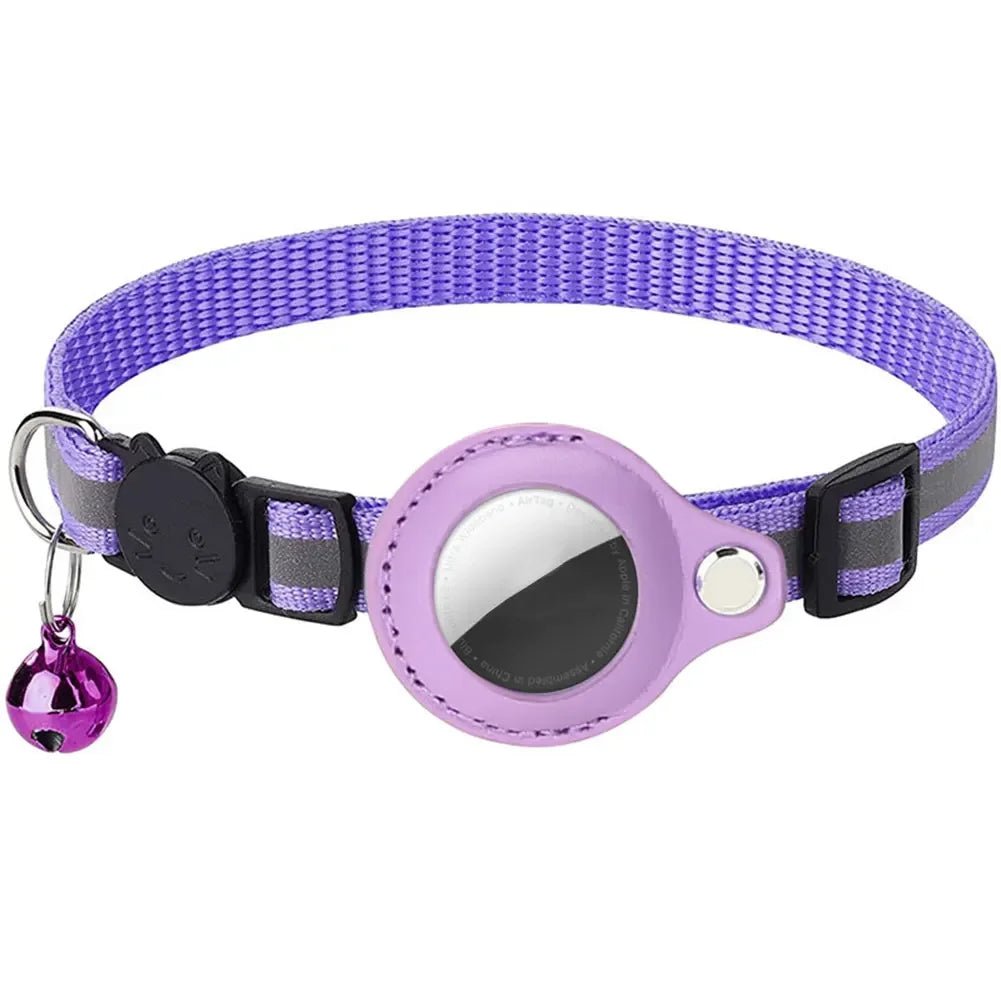 Reflective Cat Collar with Apple AirTag Holder Adjustable and Stylish Design for Kitten Safety - silverfoxgoods