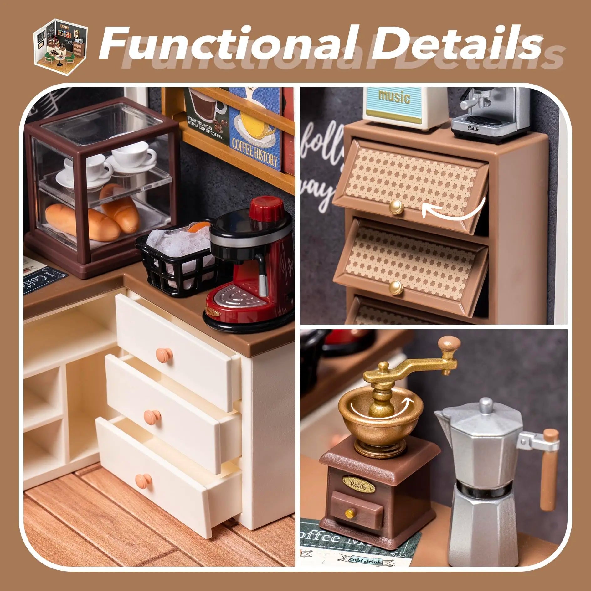 Robotime Rolife Super Creat Plastic DIY Miniature House Cafe Energy Supply Store Funny Toys Building Block Sets for Kids DW003 - silverfoxgoods