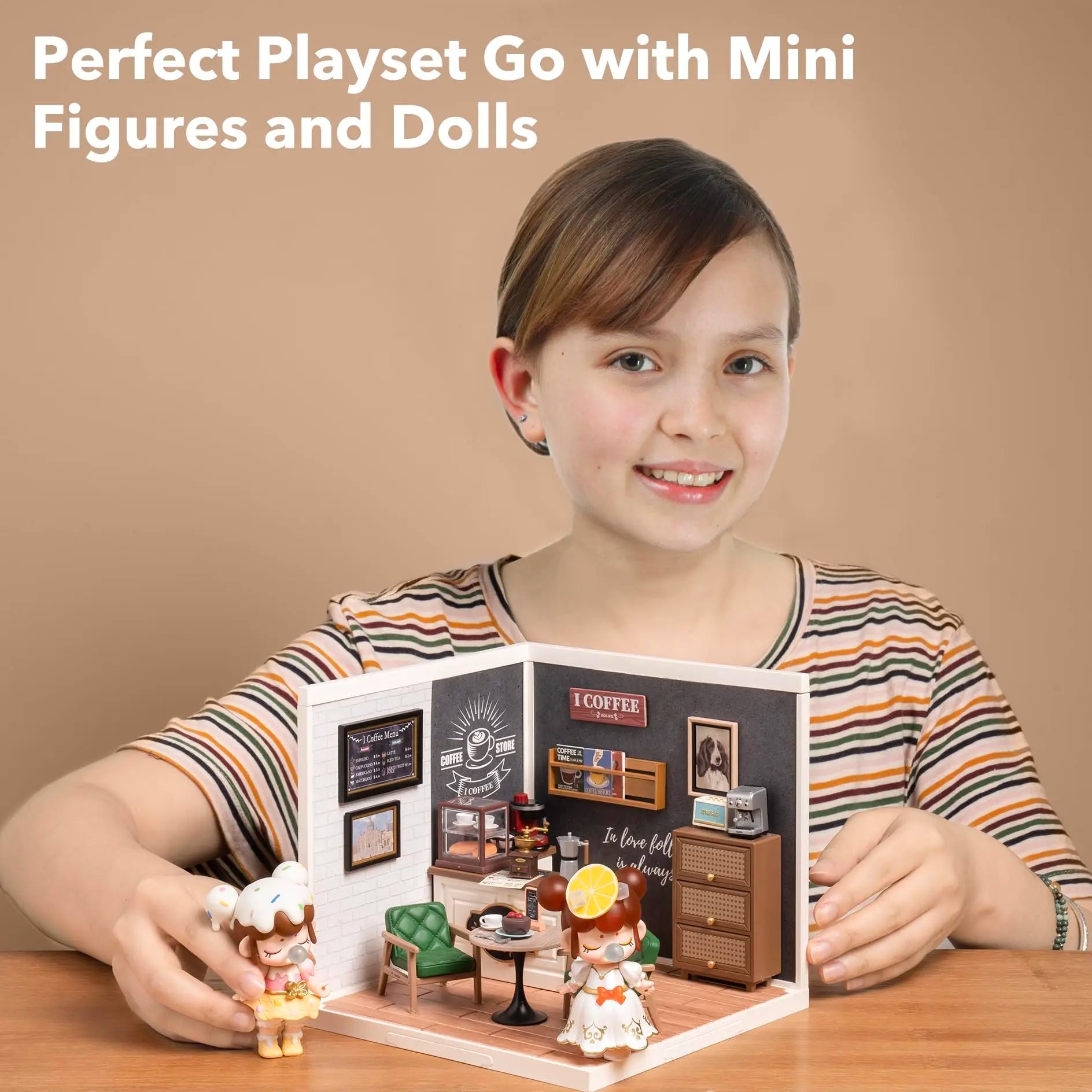 Robotime Rolife Super Creat Plastic DIY Miniature House Cafe Energy Supply Store Funny Toys Building Block Sets for Kids DW003 - silverfoxgoods