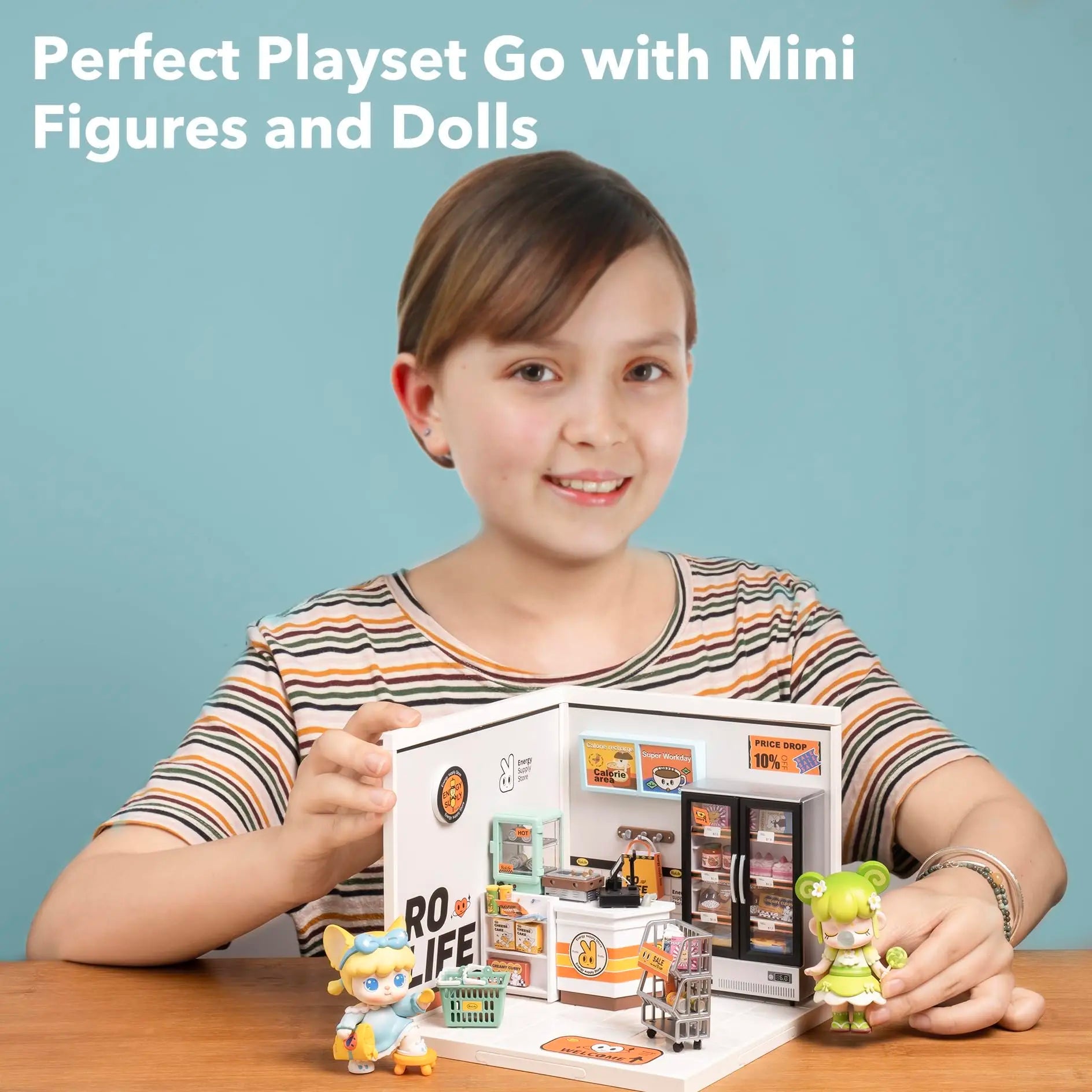 Robotime Rolife Super Creat Plastic DIY Miniature House Cafe Energy Supply Store Funny Toys Building Block Sets for Kids DW003 - silverfoxgoods